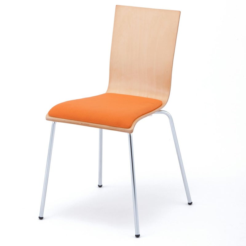 プライウッドチェア パッド付 ナチュラル×オレンジ1脚 RFC-FPOR