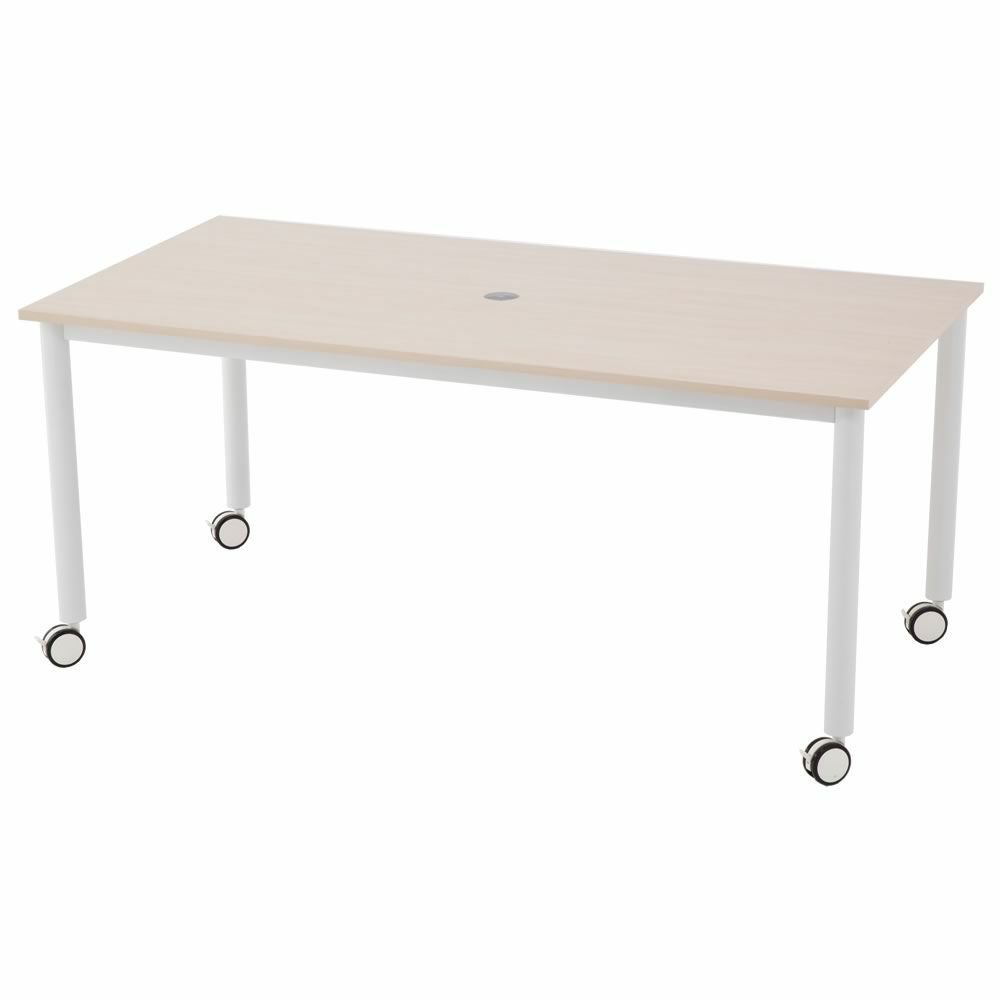 キャスターテーブルホワイト脚 W1600xD800ナチュラル RFCTT-WL1680NA