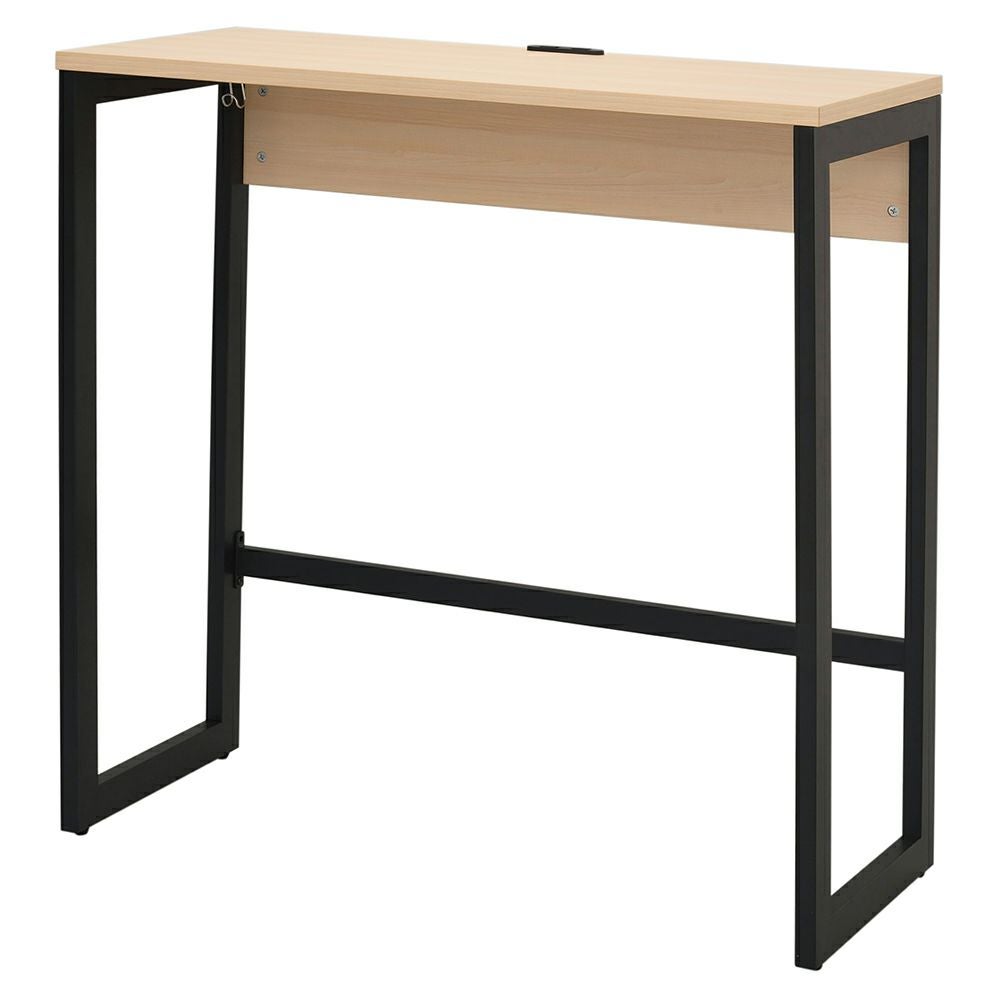 リスム ハイデスク W1000×D450ナチュラル×ブラック脚 2ヶ口コンセント付き RFFHD-1045NA-BL