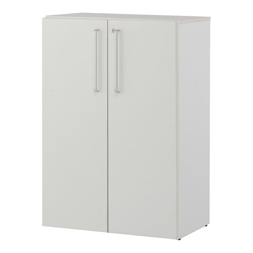 木製格子型シェルフ2列3段 ホワイト共通扉付き グレーEバック SHWKS3-23LDWH2