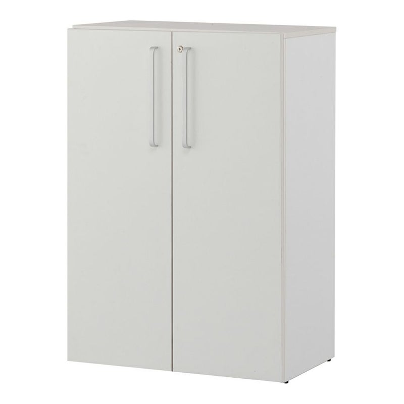 木製格子型シェルフ2列3段 ホワイト共通扉付き グレーEバック SHWKS3-23LDWH2