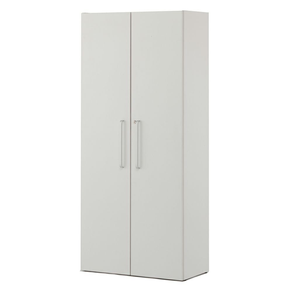 木製格子型シェルフ 2列5段 ホワイト全面扉付き グレーEバック SHWKS3-25HDWH2