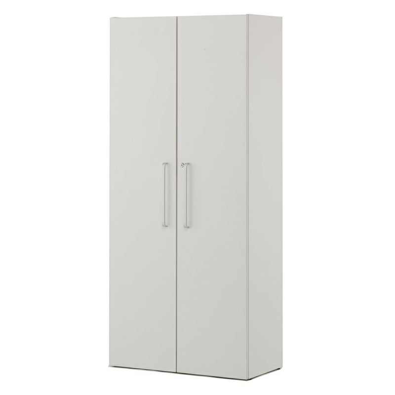 木製格子型シェルフ 2列5段 ホワイト全面扉付き グレーEバック SHWKS3-25HDWH2