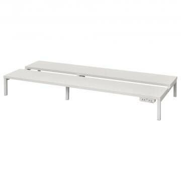 対面机上台 W1150 ホワイト 2ヶ口コンセント2個付