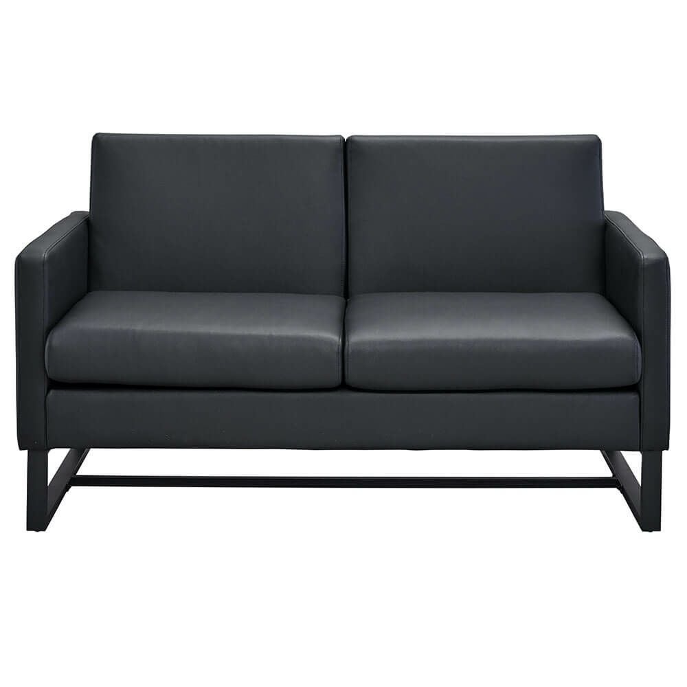 アール・エフ・ヤマカワ スクエアソファⅡ レザー 2人掛け ブラック RFSSF2-L2PBK