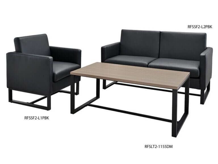アール・エフ・ヤマカワ スクエアソファⅡ レザー 2人掛け ブラック RFSSF2-L2PBK