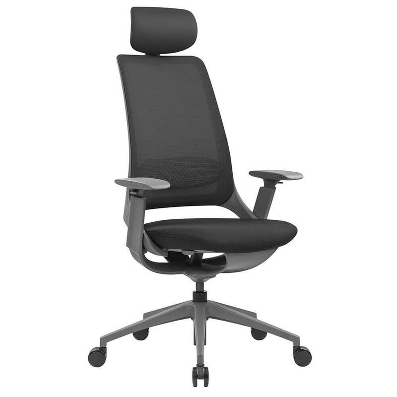 ハグ チェア 可動肘 ランバーヘッドレスト付き ブラック グレーフレーム RFHUC-001BK-GF-HR