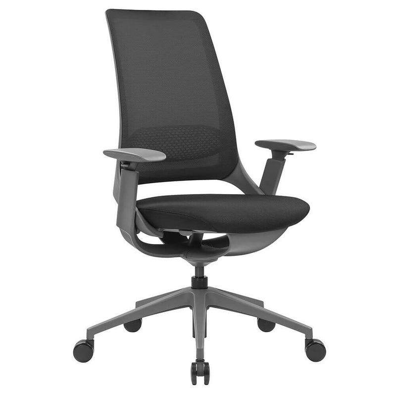 ハグ チェア 可動肘 ランバー付き ブラック グレーフレーム RFHUC-001BK-GF